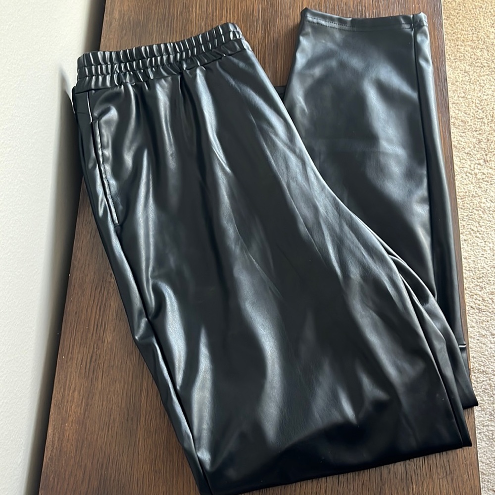 Fabletics vegan leather elastic joggers